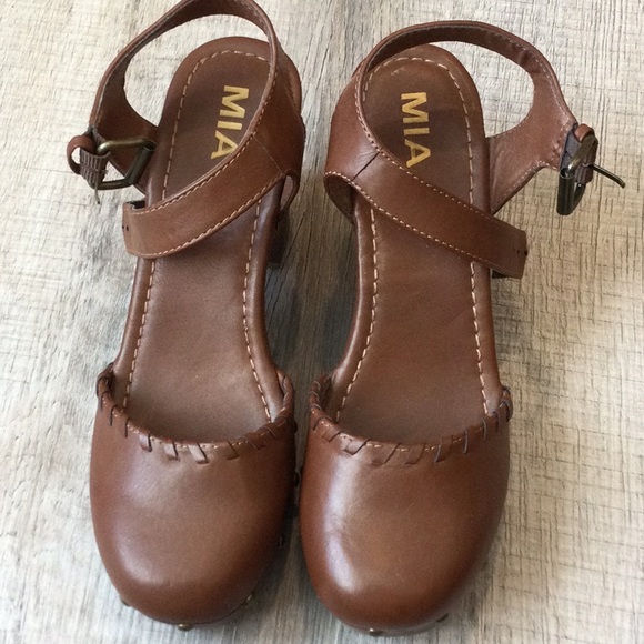 MIA Women's Brown Wood Chunky Platform Clogs Size 7.5 - Picture 6 of 10